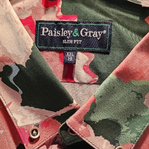 PAISLEY & GRAY Brian Button Down Green Pencil Shirt - Slim Fit XXL - Picture 3 of 4